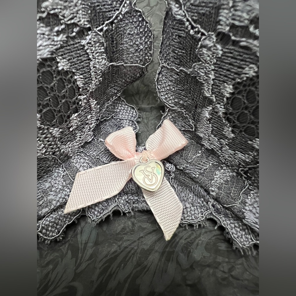 Retired Victoria’s Secret BBV Sexy Gray lace Embroidered Padded Push Up Bra 34B - Picture 4 of 5